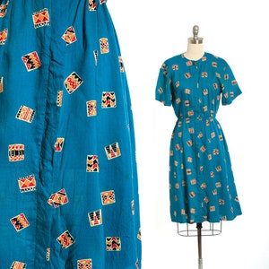 Desert midi dress | Vintage 90s southwestern rayon midi dress