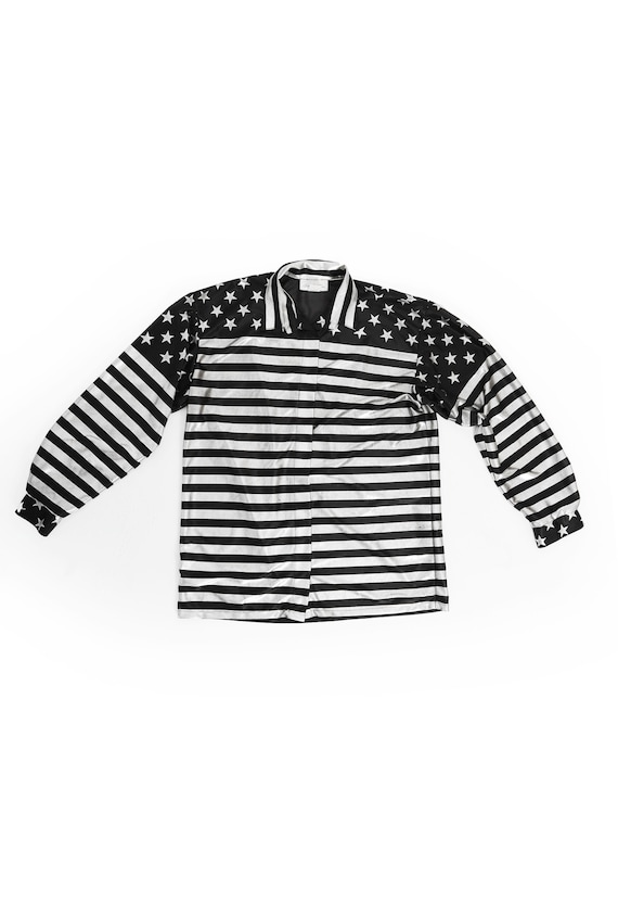American Flag blouse | Vintage 80s Metallic Silver