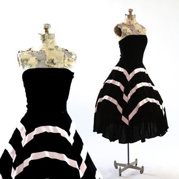 SO DIOR dress | Vintage 50s silk velvet full skirt