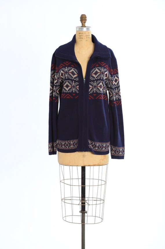Vintage 70s Nordic knit sweater cardigan jacket