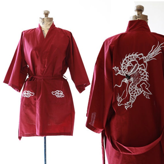 70s Dragon robe | Vintage 70s embroidered robe kim
