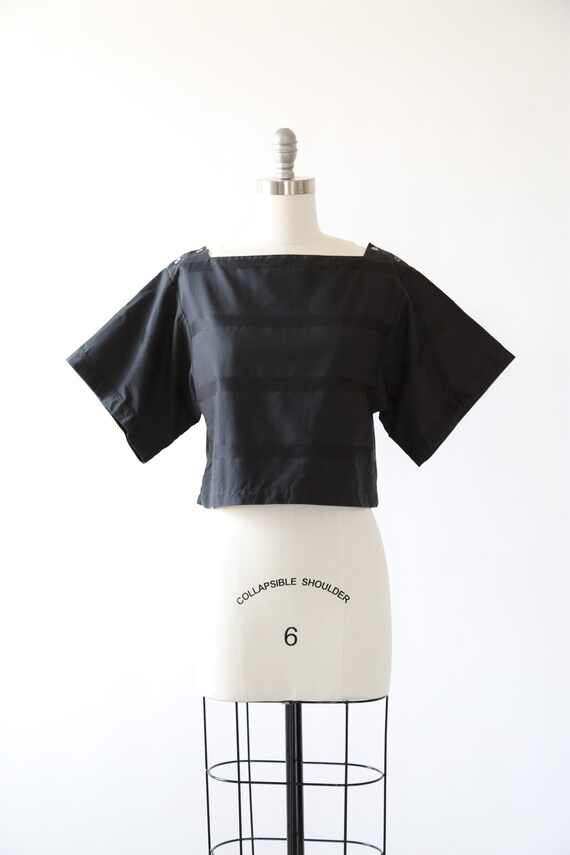 Claude crop top | Vintage 80s black striped crop t
