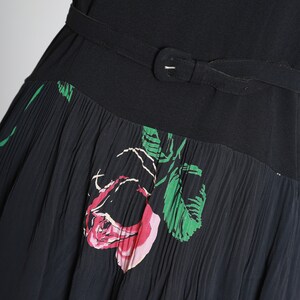 40s rose dress Vintage 40s black floral Appliqué rose midi dress image 4