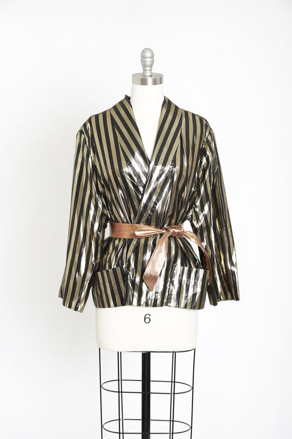 80s metallic gold lurex striped blazer