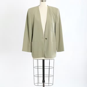 90er Jahre Grüne oversized Blazer-Anzugsjacke aus Wolle Bild 3
