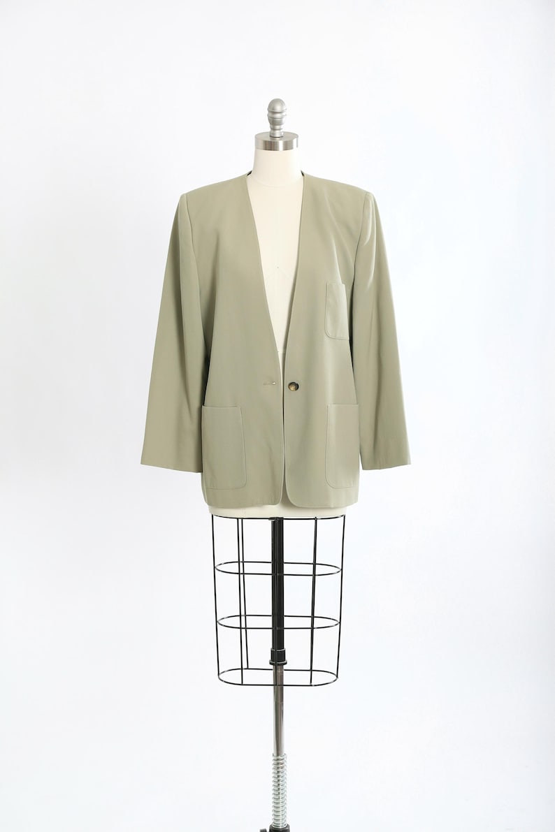90er Jahre Grüne oversized Blazer-Anzugsjacke aus Wolle Bild 3