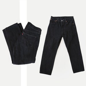 501 Levi's Vintage 80s 501 Levis black denim red tab straight leg jeans USA W31 image 1