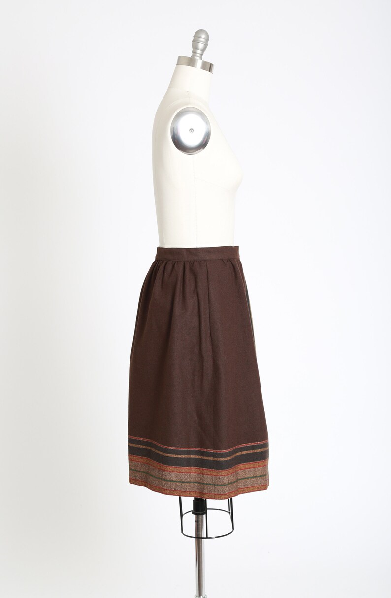 Bobbie Brooks Wool Skirt Vintage 70s Brown Striped Wrap - Etsy