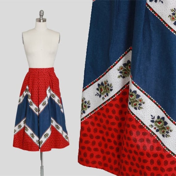 Lanz floral skirt | Vintage 50s 60s red, white an… - image 1