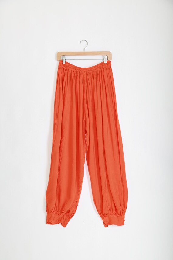 Vintage 90s orange Harem rayon pants - image 3