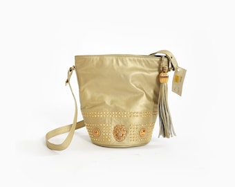 Vintage 80s OHH! Ashley gold leather studded lion purse