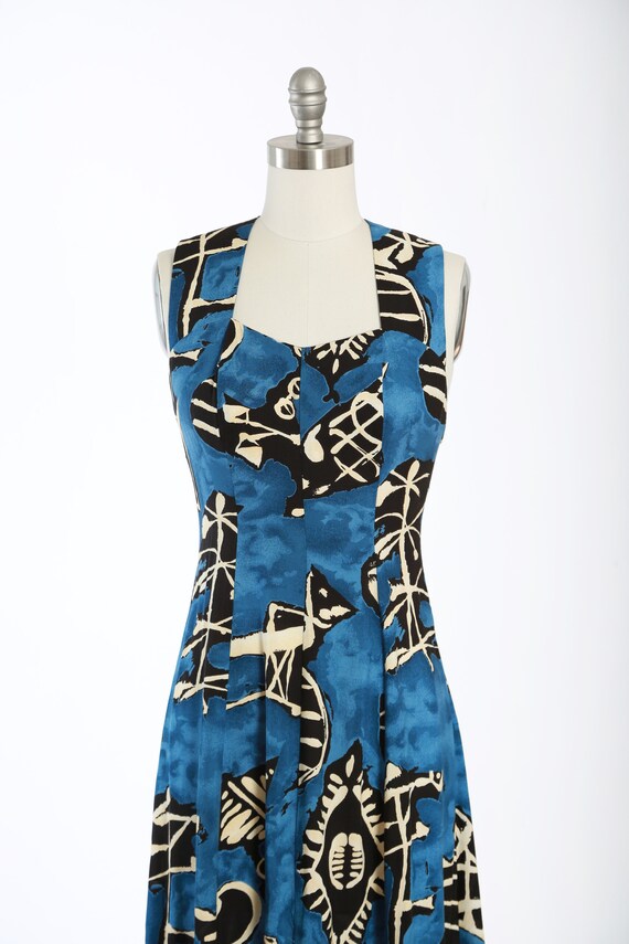 90s abstract criss cross back rayon dress - image 3