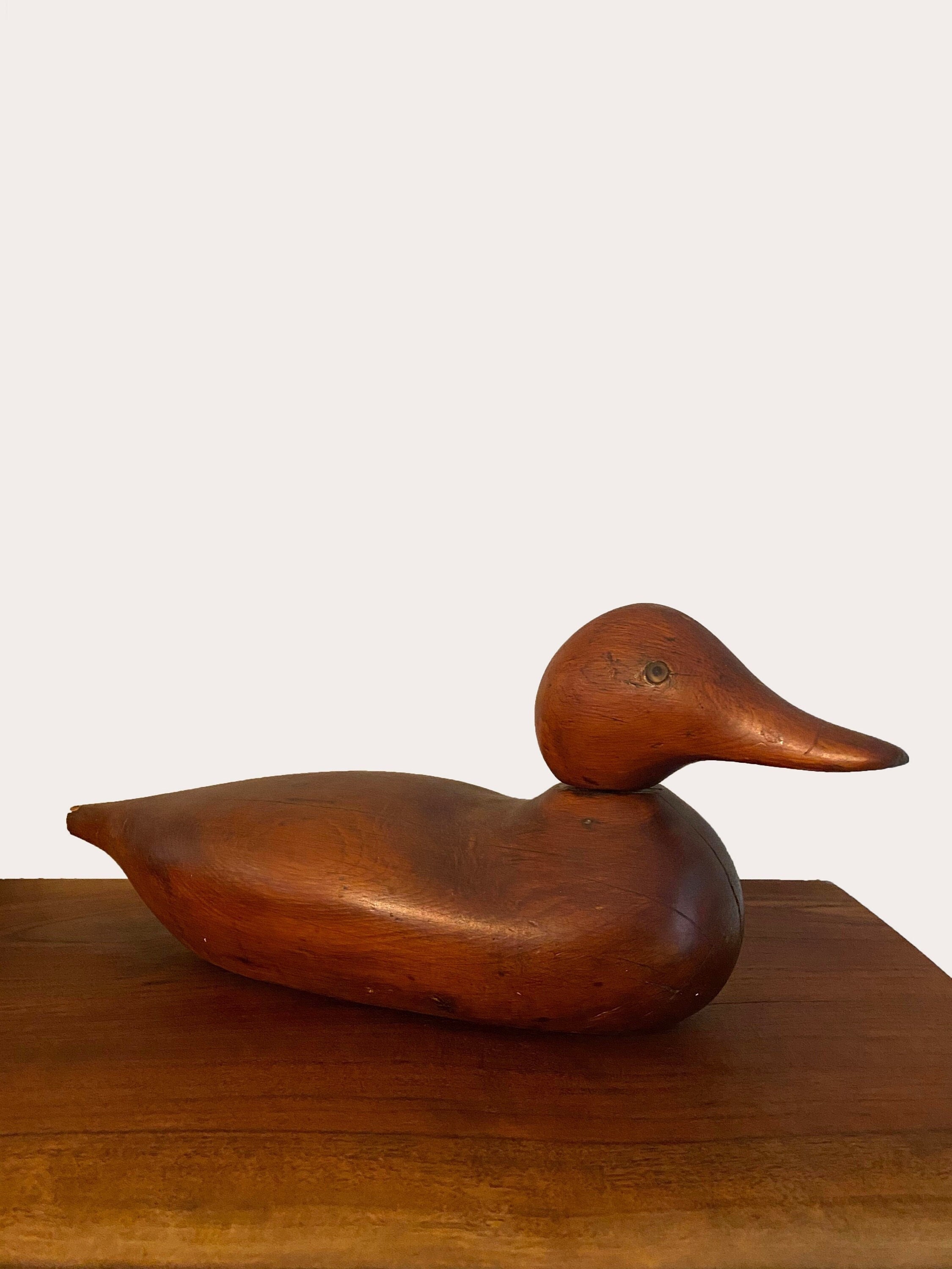 Antique vintage 1900s solid wood duck decoy Mallard