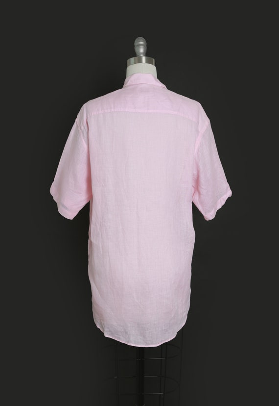 Vintage 90s Saks fits Avenue pink linen blouse - image 9