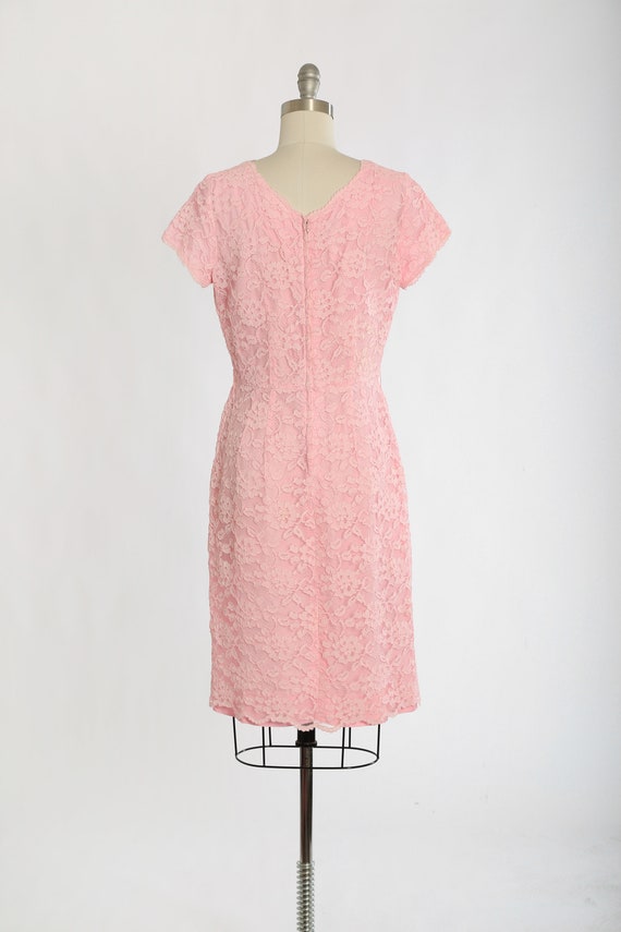 Vintage 60s Henry Lee pink floral lace wiggle dre… - image 7