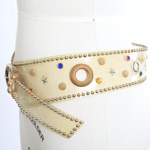 Vintage Embellished Elastic Waist Belt White Rhinestones Bejeweled 80s 90s NWT‎ YUUZONE Rhinestones Studded Western 1eather Belt for Men  main image 4