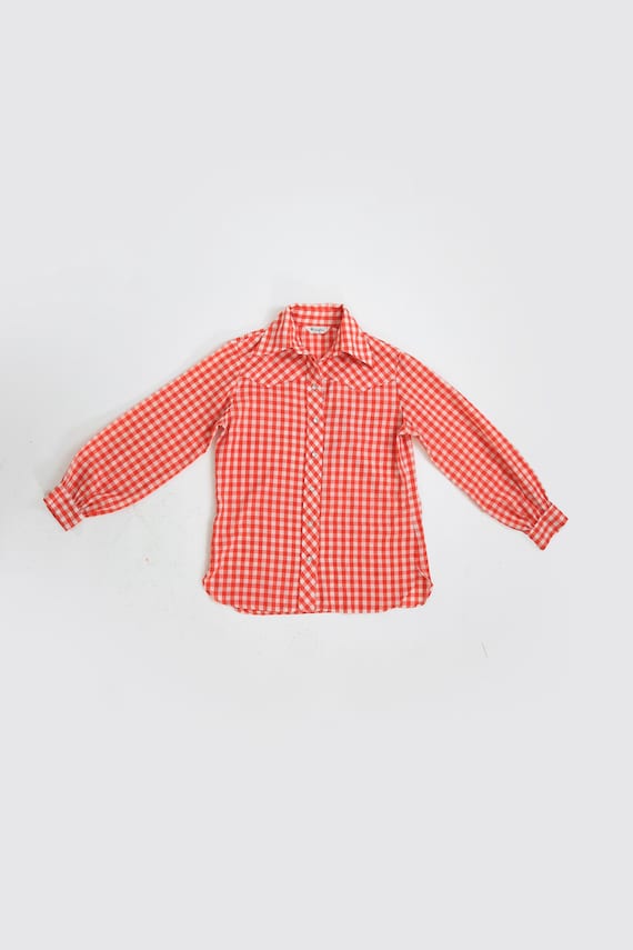 Vintage 70s Wrangler Red + white Gingham western … - image 1