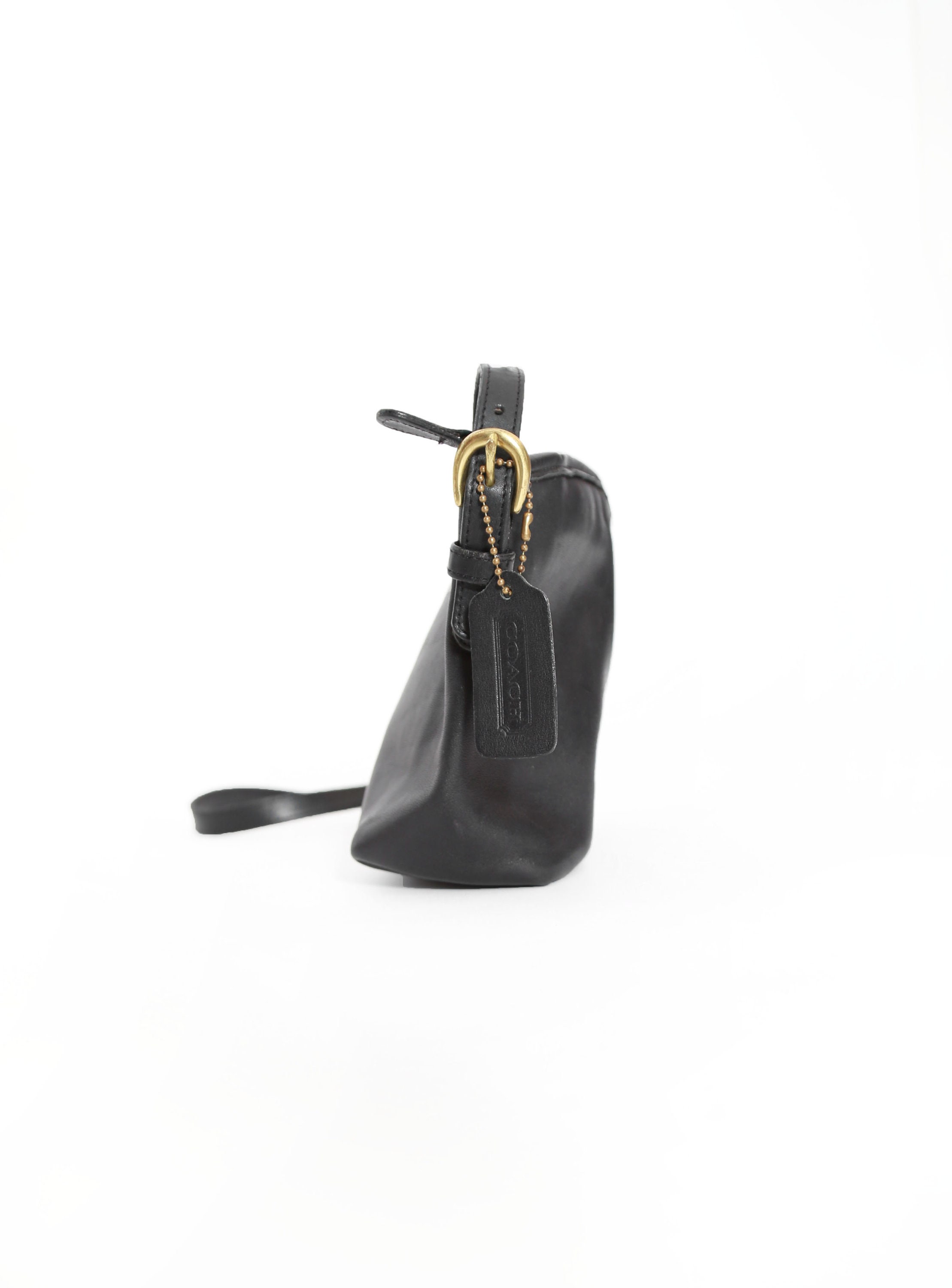 Vintage COACH Black leather crossbody purse | Etsy