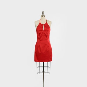 Vintage 90s Red halter mini dress