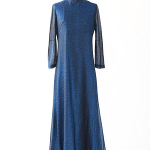 70s blue lurex maxi dress image 3