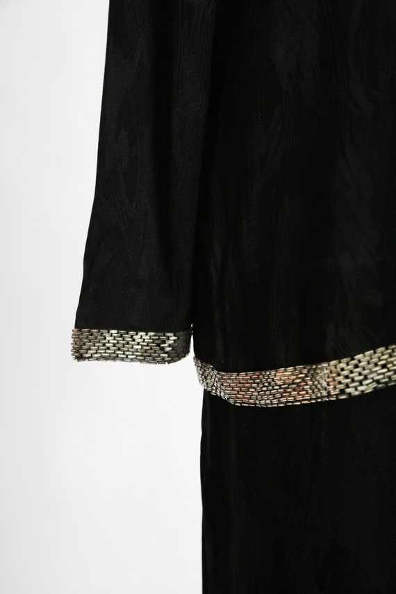 Minimalist silk set | Vintage black silk beaded 2… - image 4