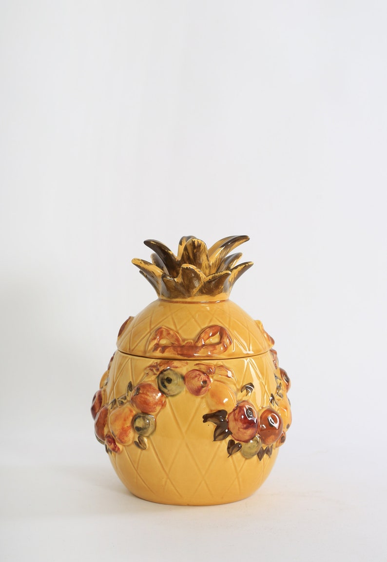 Vintage Mid century Modern ceramic pineapple cookie jar image 6