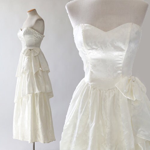 Gunne Sax Wedding Dress Vintage 80s Floral Ruffle Gunne Sax