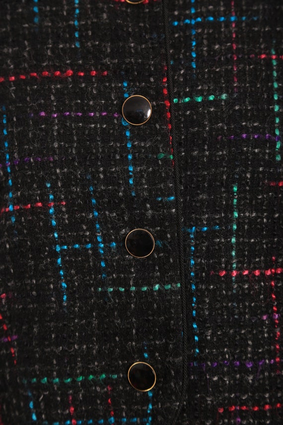 Vintage 90s black woven rainbow wool blend blazer - image 3