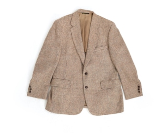 Harris Tweed coat | Vintage 60s Mens Harris Tweed brown Hand Woven wool Scottish coat blazer