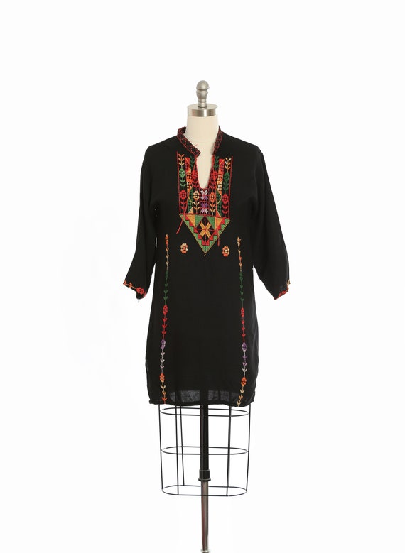 Vintage 90s ethnic cotton embroidered tunic blouse - image 1