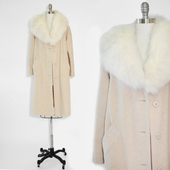 White Fox Fur coat | vintage 1960s fur collar coat