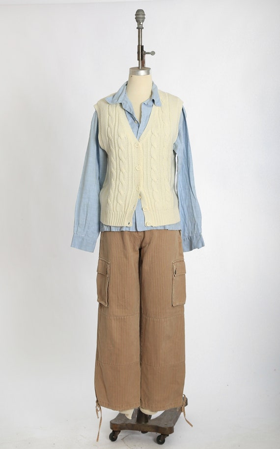 Vintage 80s ivory cable knit sweater vest