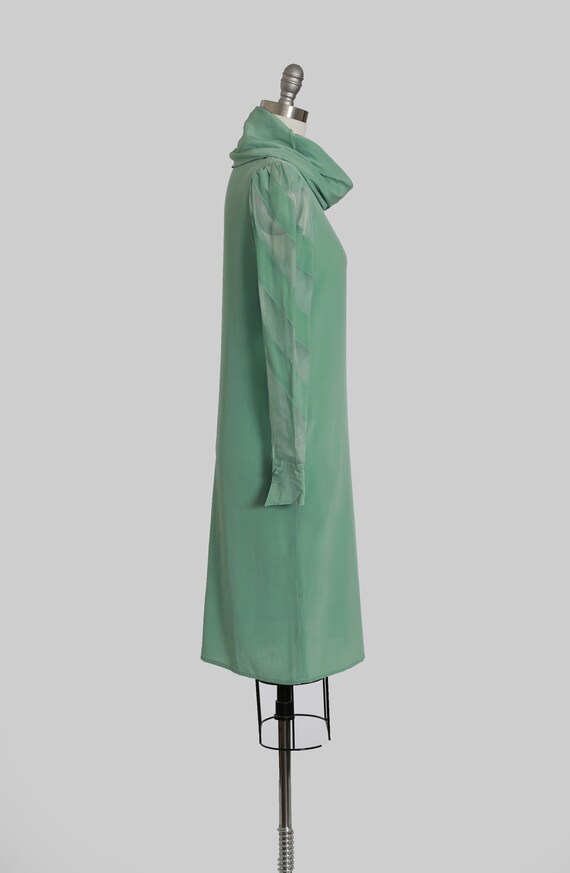 Mint silk dress | Vintage 70s Cowl neck silk dress - image 5