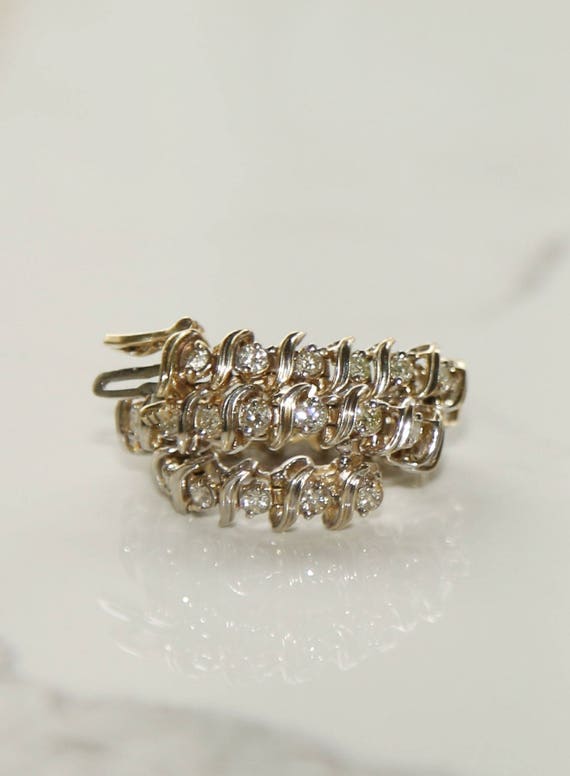 Vintage 14k gold diamond tennis bracelet - image 4