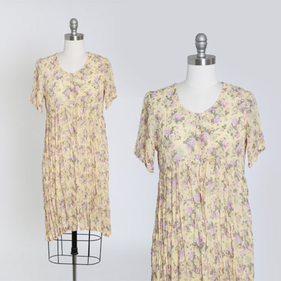 90s floral semi sheer mini dress