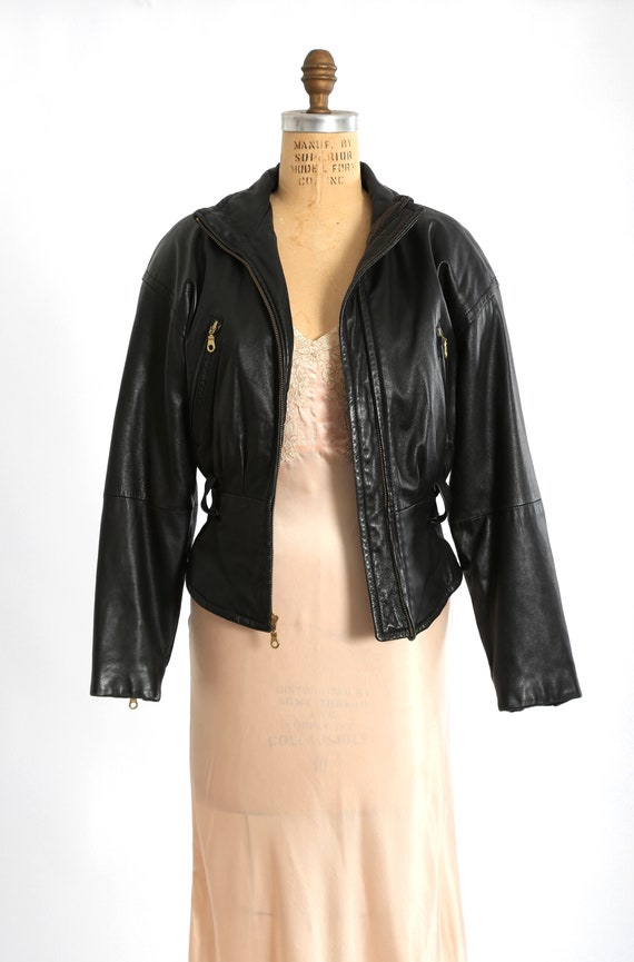 Vintage 80s Wilsons black leather jacket | 80s Wi… - image 4