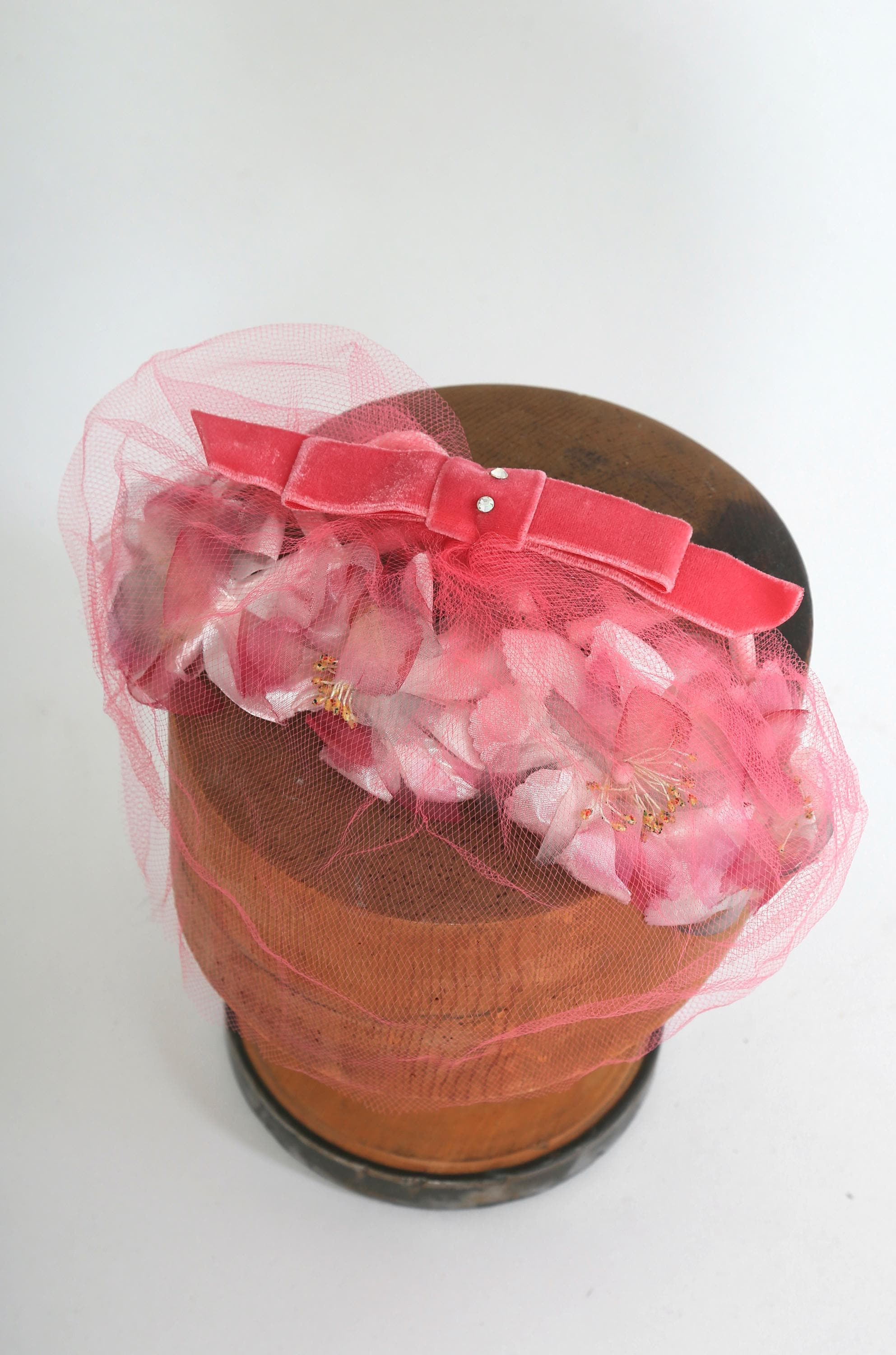 50s Pink Flower Hat - Etsy