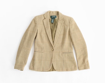 Lauren Ralph Lauren green beige woven cotton blazer