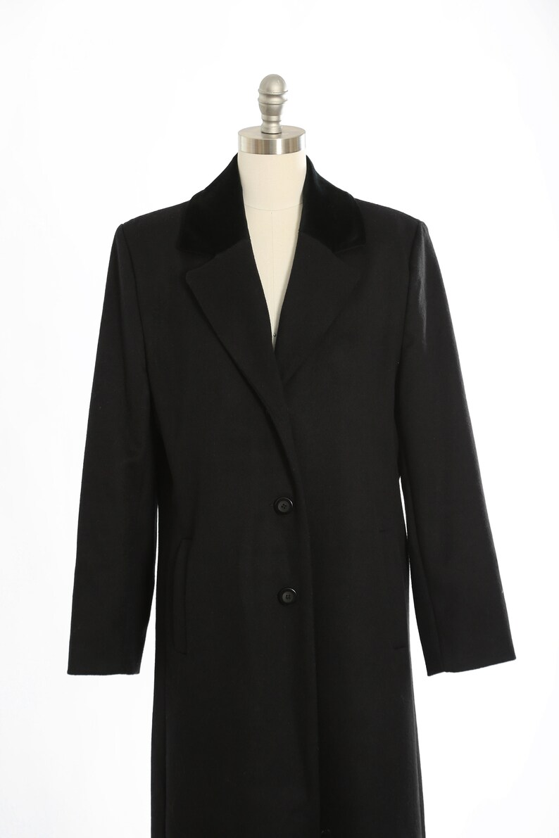 90s black wool coat Vintage 1990s PENDLETON black velvet Merino wool long oversized coat image 4