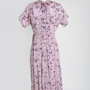 40s silk dress | Vintage 1940s purple palm desert camel silk dress | 1940s novelty print dress