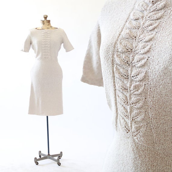 Feuille Dress | Vintage 30s crochet Knit midi dres