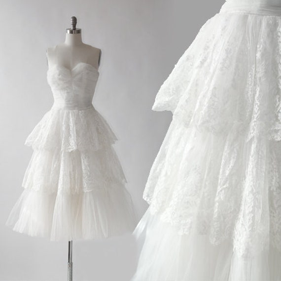 Corrine wedding dress | Vintage 50s floral lace ti