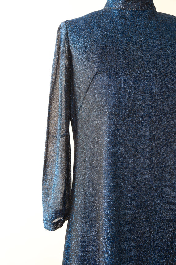 70s blue lurex maxi dress - image 4