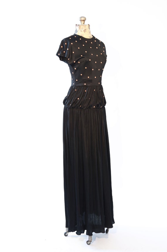 30s Antique studded gown | Vintage 30s 40s black… - image 2
