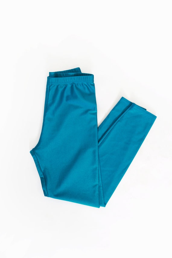 80s leggings | Vintage 80s metallic blue spandex … - image 4