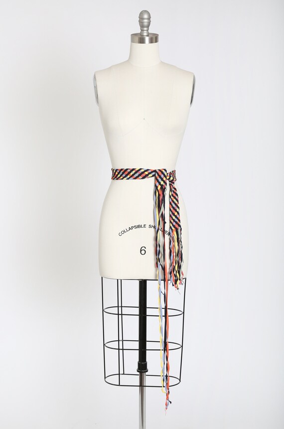 40s woven rainbow ribbon belt