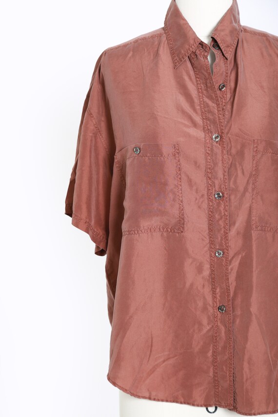 Vintage 90s brown silk blouse - image 2