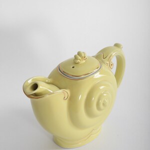 Vintage HALL snail navtilus yellow ceramic teapot image 3