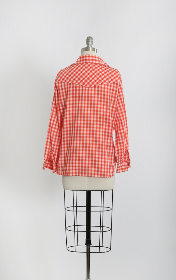 Vintage 70s Wrangler Red + white Gingham western … - image 7