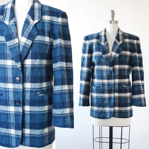 Dianne B plaid blazer | Vintage 90s blue plaid bla